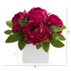 Peony Artificial Arrangement in White Vase