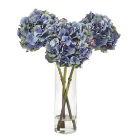 Hydrangea Artificial Arrangement in Glass Vase (size: 18")