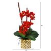 Phalaenopsis Orchid Artificial Arrangement in Gold Vase