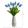 Dutch Tulip Arrangement in Vase with Gold Trimming