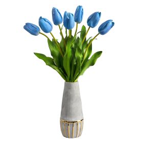 Dutch Tulip Arrangement in Vase with Gold Trimming (size: 22")