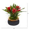 Bromeliad Artificial Plant in Stoneware Planter