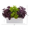 Basil Artificial Plant in White Planter