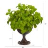 Basil Artificial Plant in Metal Chalice