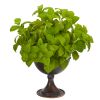 Basil Artificial Plant in Metal Chalice