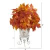 Autumn Maple Leaf Artificial Plant in Metal Planter