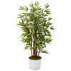 Bamboo Artificial Tree in White Tin Planter