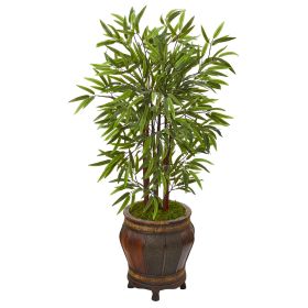 Bamboo Artificial Tree in Decorative Planter (size: 50")