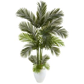Areca Palm Artificial Tree in White Planter (size: 65")