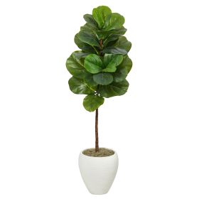 Fiddle Leaf Artificial Tree in White Planter (size: 52")