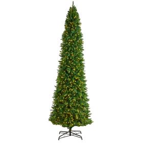 Slim Green Mountain Pine Artificial Christmas Tree (size: 12’)
