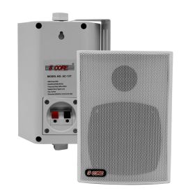 5 CORE Outdoor Speakers Stereo in Wall Speaker 2Pcs 100W Peak Passive Mount Wired Waterproof Patio House Garage Indoor Exterior Audio System Bocinas p (style: 2Pcs 20W Pair White (Steel))