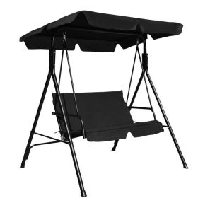 2 Person Weather Resistant Canopy Swing for Porch Garden Backyard Lawn (Color: black)