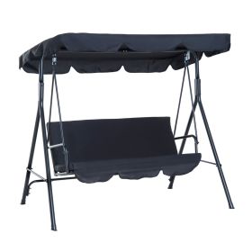 3-Seat Outdoor Patio Swing Chair with Removable Cushion, Steel Frame Stand and Adjustable Tilt Canopy for Patio, Garden, Poolside, Balcony, Backyard (Color: as Pic)